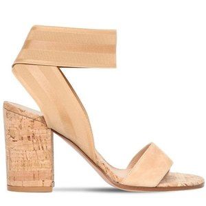 Gianvito Rossi 85mm Suede and Elastic Sandals in Nude